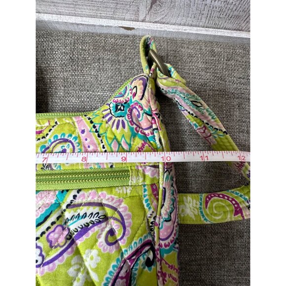 Ten Bears Quilted Paisley Shoulder Bag In Lime Green Pink Blue Zipper Closure - Picture 5 of 6